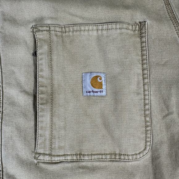 Carhartt Men's XL Chore Coat Beige Canvas Button Workwear Jacket Blanket Lined - Picture 5 of 7